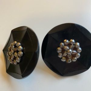 Vintage Earrings - Black Buttons